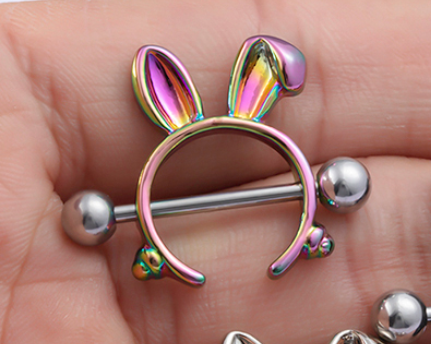 Naughty Rainbow Bunny Nipple Ring
