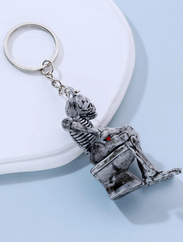 Skeleton Dude on Pot Keychain