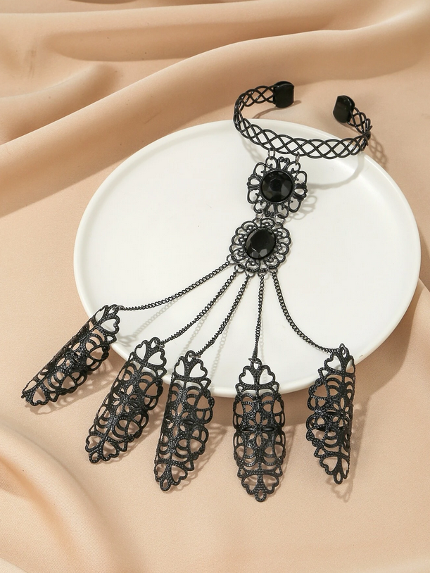 Gothic Wristband Cuff To Finger Mitten