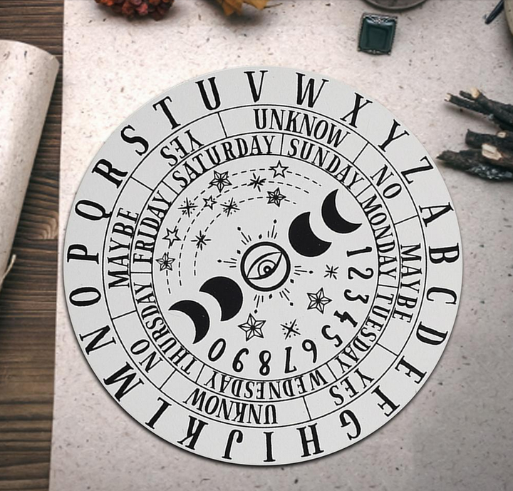 Wooden Pendulum Board with Moon Stars For Divination - White