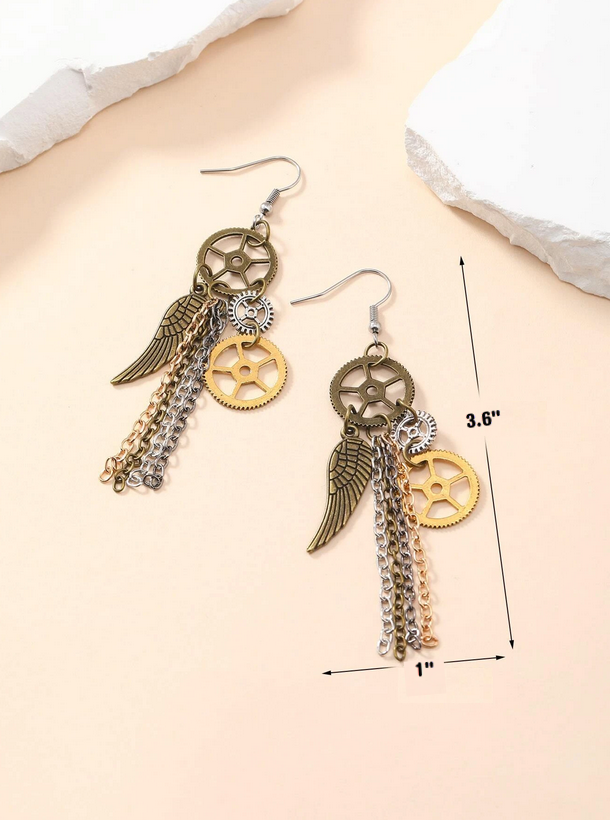 Steampunk Gear / Wing Earrings