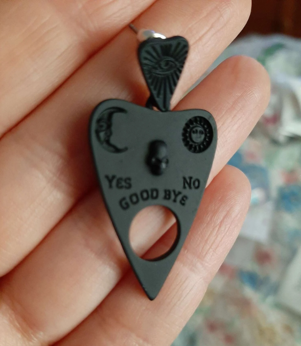 Black Ouija Board Planchette (Pointer) Earring