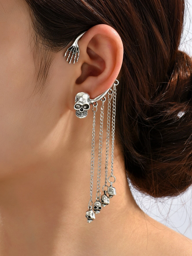 Skull Ear wrap With Dangling Skulls (Left Ear)