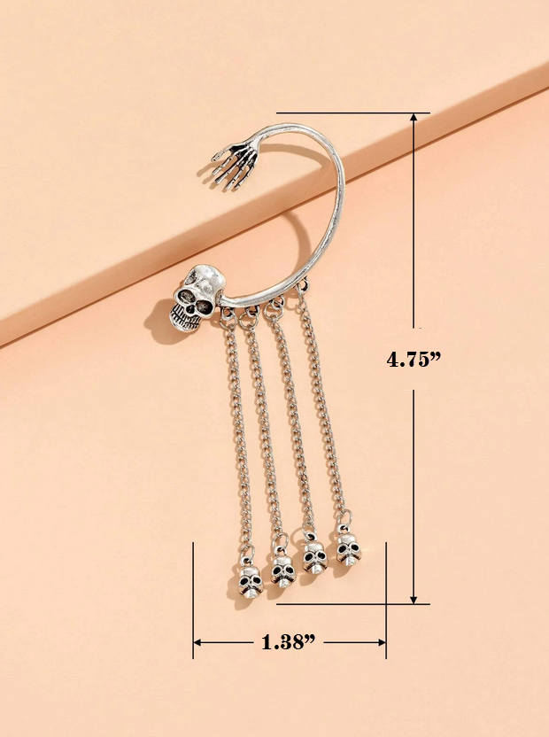 Skull Ear wrap With Dangling Skulls (Left Ear)