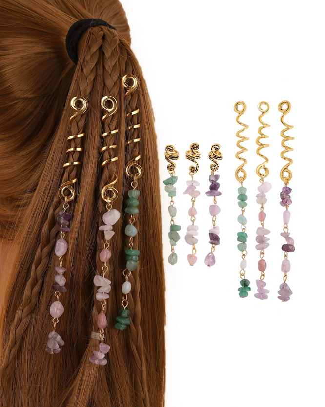 Spiral Hair Accessory With Natural Stones (7pcs)