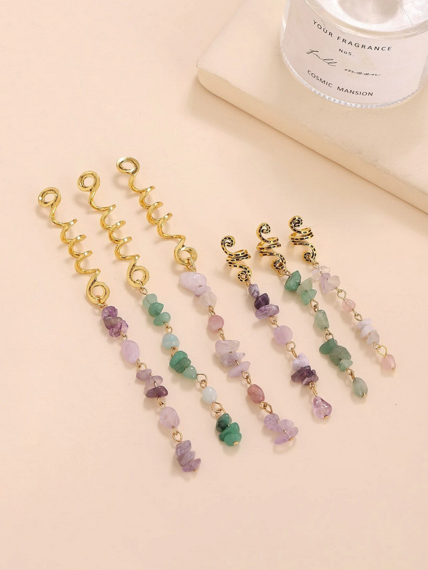 Spiral Hair Accessory With Natural Stones (7pcs)