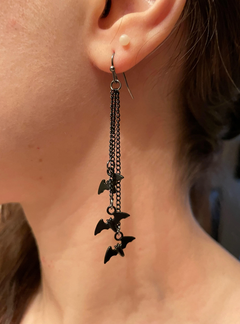 Vampire Three Bat Dangle Earrings