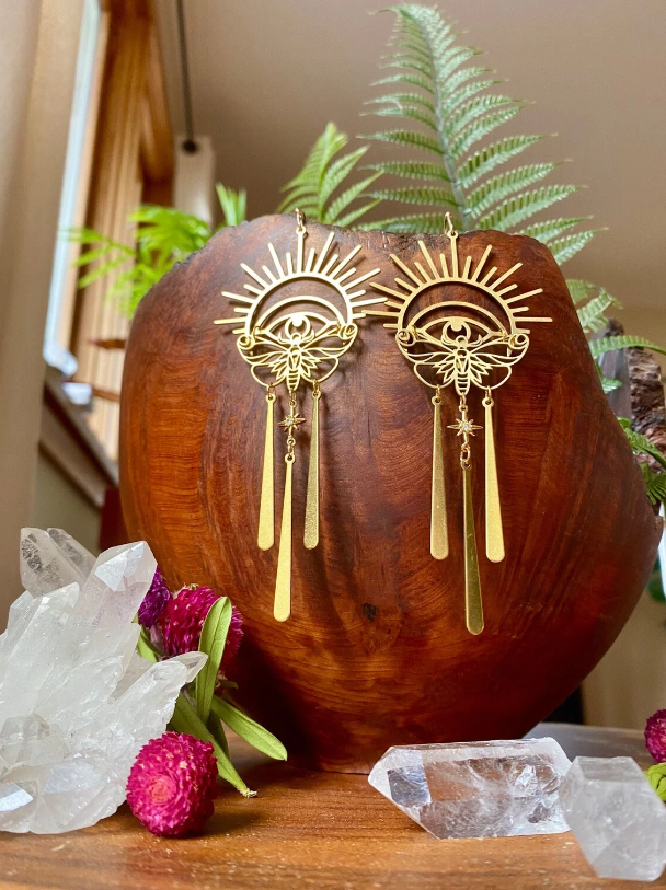 Eye of Ra (Horus) Moth Dangle Earrings