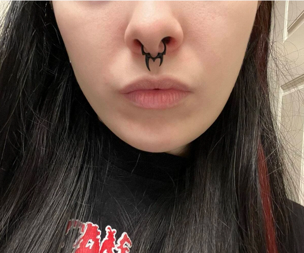 Non-Pierced Black Horned Nose Ring