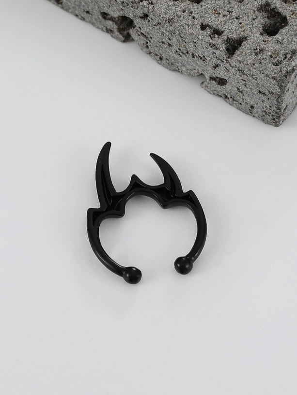 Non-Pierced Black Horned Nose Ring