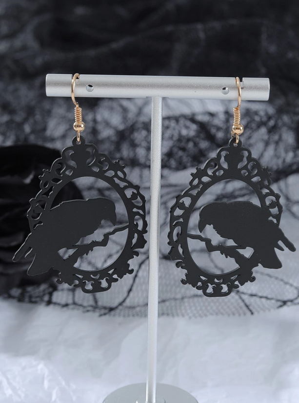 Witchy Perched Raven Earrings