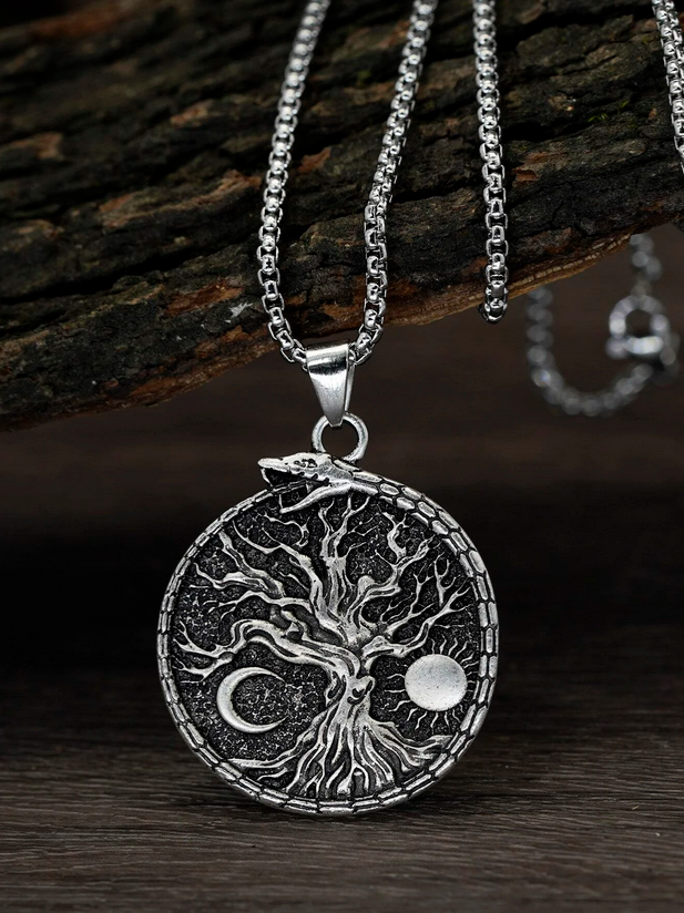 Serpent Witchy Tree With Crescent Sun Necklace