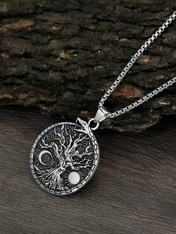 Serpent Witchy Tree With Crescent Sun Necklace