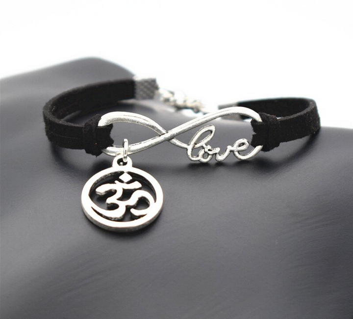 Om Sacred Symbol Leather Love Bracelet (3 color choices)