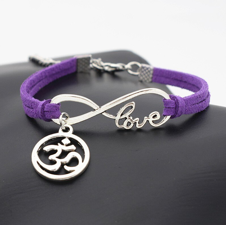 Om Sacred Symbol Leather Love Bracelet (3 color choices)