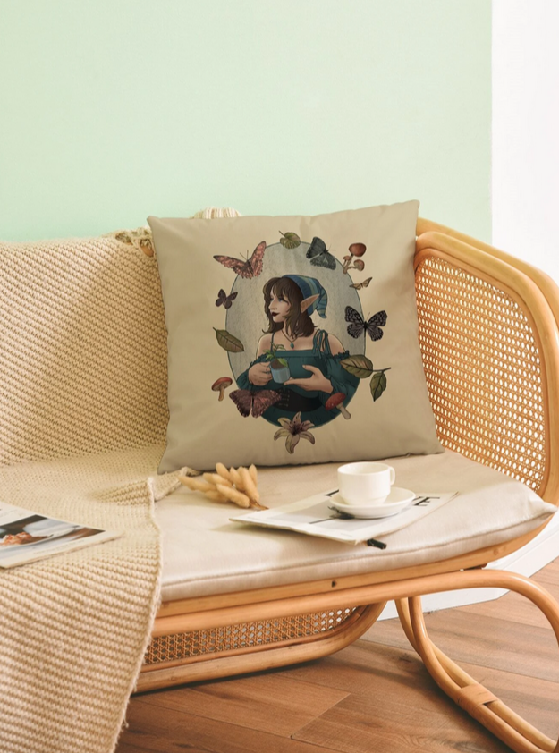 Fairy Elf Themed Pillow Case (without pillow) 18 x 18