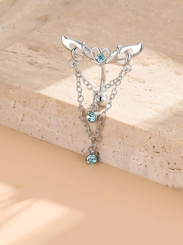 Angel Wings Naval Belly Ring (Gold or Silver)