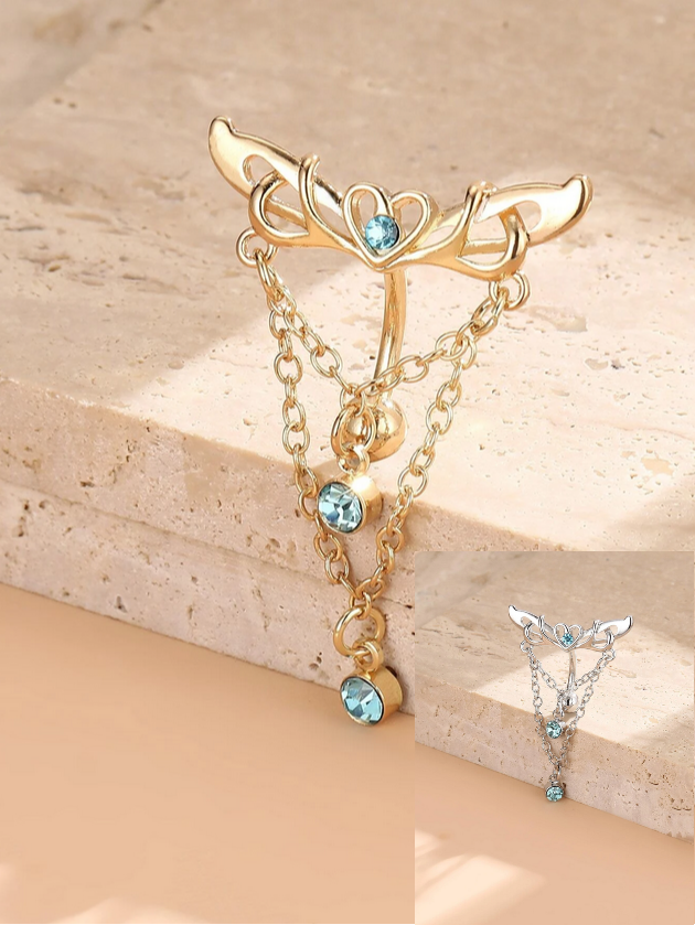 Angel Wings Naval Belly Ring (Gold or Silver)