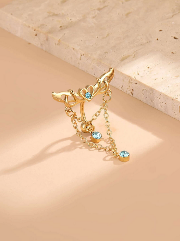 Angel Wings Naval Belly Ring (Gold or Silver)