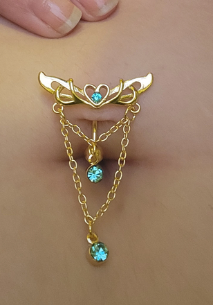 Angel Wings Naval Belly Ring (Gold or Silver)