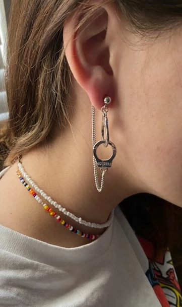 Freedom Handcuff Dangle Statement Earrings