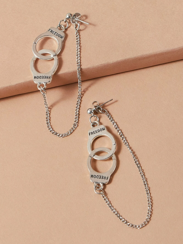 Freedom Handcuff Dangle Statement Earrings