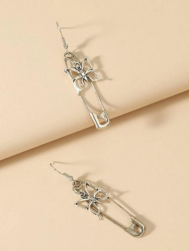 Safety Pin Butterfly Earrings