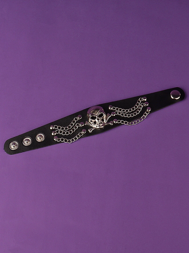 PU Leather Skull and Crossbones Bracelet