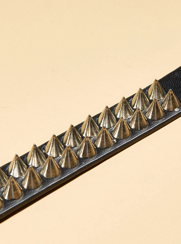 PU Leather Dual Spike Row Bracelet