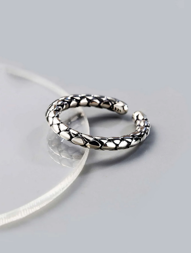 Snake Scales Adjustable Sterling Silver Ring