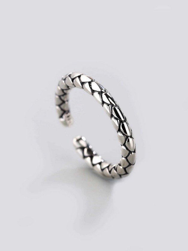 Snake Scales Adjustable Sterling Silver Ring
