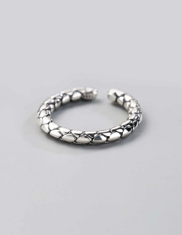 Snake Scales Adjustable Sterling Silver Ring