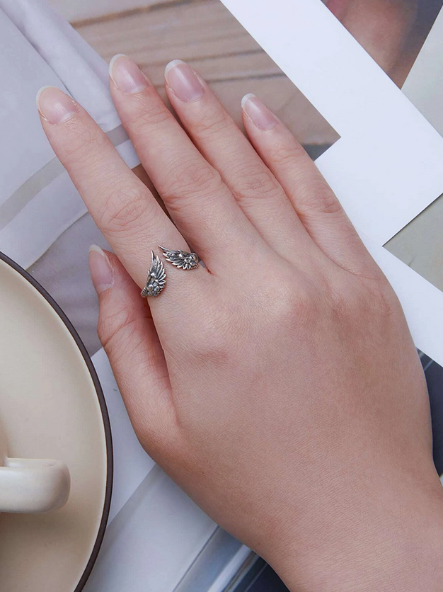 Archangel Wings Adjustable Sterling Silver Ring