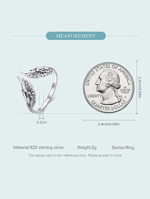 Archangel Wings Adjustable Sterling Silver Ring