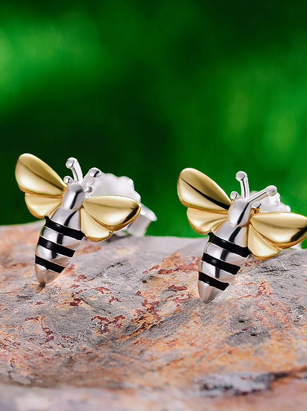 Honey Bee Sterling Silver Earrings