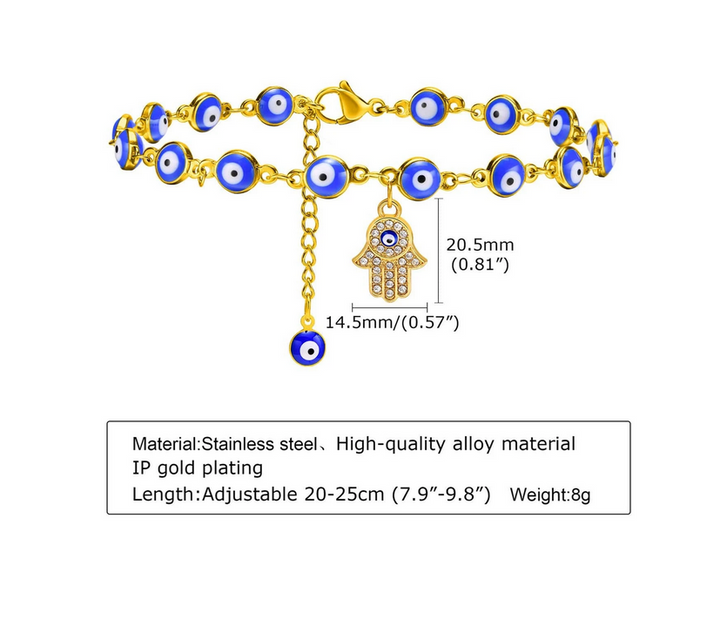 Hamsa Hand and Eye Chain Anklet