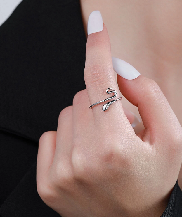 Serpent Sterling Silver Adjustable Ring