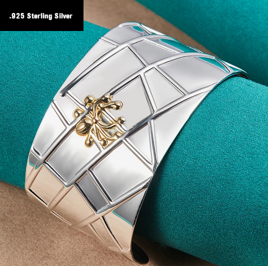 Sterling Silver 925 Wide Spider Bangle