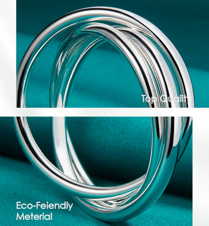 Sterling Silver 925 Three Ring Bangle