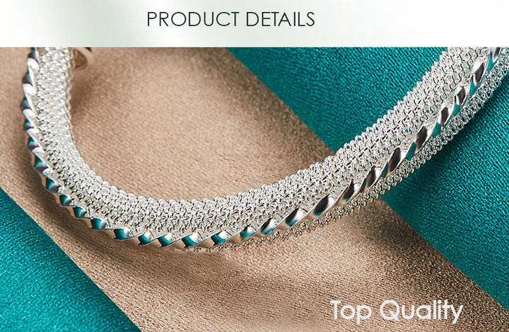 Sterling Silver 925 Woven Mesh Bangle