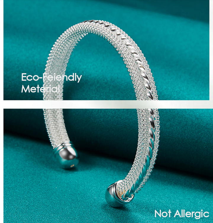 Sterling Silver 925 Woven Mesh Bangle