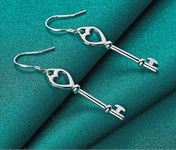 Skeleton Key Sterling Silver Earrings