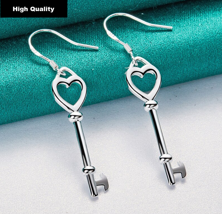 Skeleton Key Sterling Silver Earrings