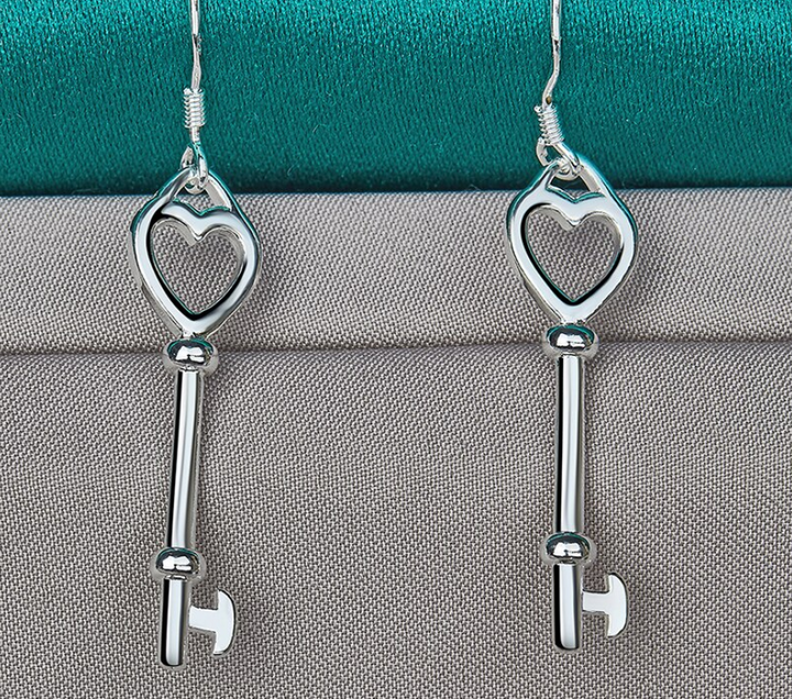 Skeleton Key Sterling Silver Earrings