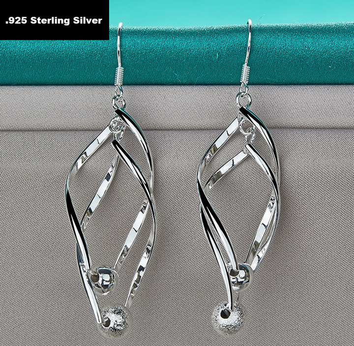 Twisted Bead Balls Sterling Silver Earrings