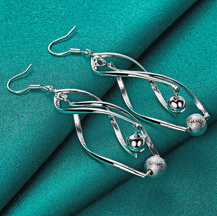 Twisted Bead Balls Sterling Silver Earrings