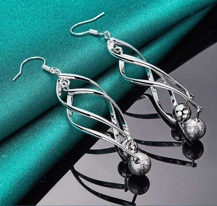 Twisted Bead Balls Sterling Silver Earrings