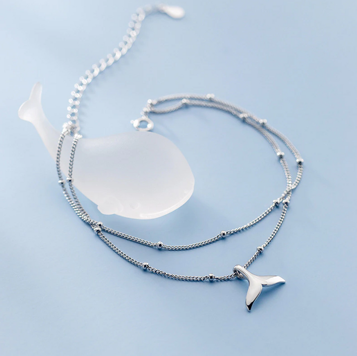 Double Layer Sterling Silver Mermaid Tail Anklet