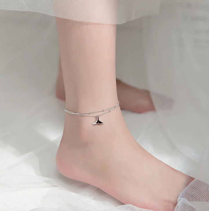 Double Layer Sterling Silver Mermaid Tail Anklet