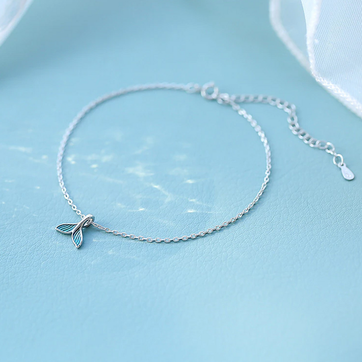 Blue Sterling Silver Mermaid Tail Anklet
